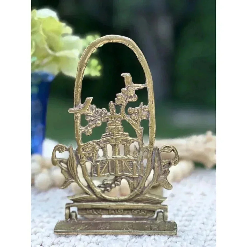 Rare Antique Vintage Brass Bookend Wisdom Of Benevolence 4x3.5x6 Beautiful!